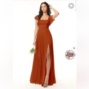 AZAZIE BONDI A-Line Ruched Chiffon Floor-Length Dress Paprika